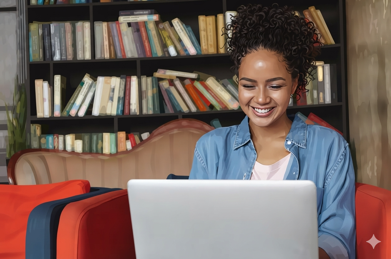 Profissional da educação a trabalhar no computador